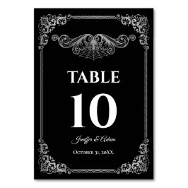 Elegant black and whit Gothic Wedding Table number Bordsnummer
