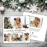 Elegant Black and White 4 Photo Collage jul Julkort<br><div class="desc">Elegant Calligraphy Minimalist Black and White 4 Photo Collage God jul Script Helgdag Card. Den här sjutna, minimalistiska, visuella, fyra (4) fotokortsmallen har en söt fotokollage och säger "God jul och Gott nytt år"! Texten "God jul" hälsning är skriven i ett vackert handskrivet teckensnitt som snabbt byts ut mot svan...</div>