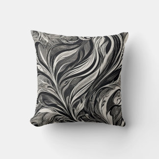 Elegant - Black and White Abstract Flow Kudde