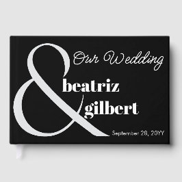 Elegant Black and White Ampersand Bröllop Gästböcker