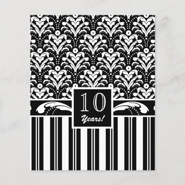 Elegant Black and White Art Deco Damask Rand (Framsida)