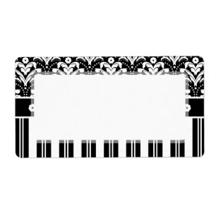 Elegant Black and White Art Deco Damask Rand Fraktsedel