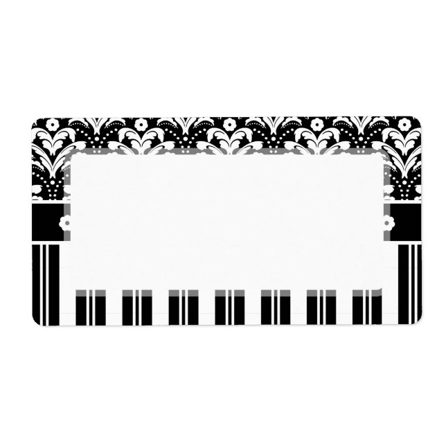 Elegant Black and White Art Deco Damask Rand Fraktsedel (Framsidan)