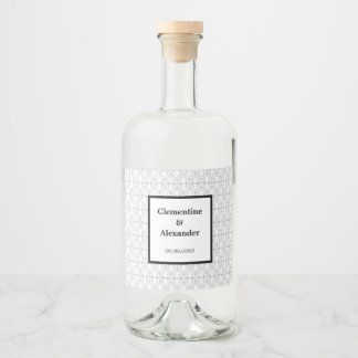 Elegant Black and White Art Deco Style Spritflaskor Etikett
