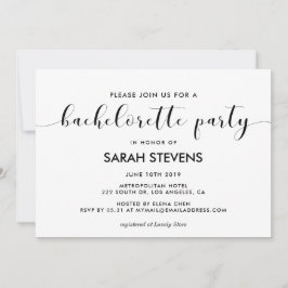 Elegant Black and white Bachelorette Party Inbjudningar