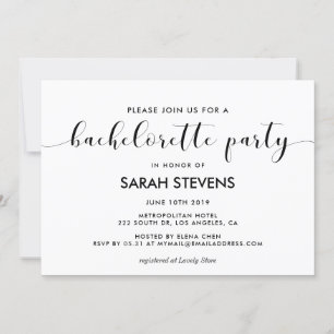 Elegant Black and white Bachelorette Party Inbjudningar