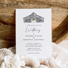 Elegant Black and White Barn Wedding bjudande Inbjudningar