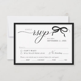 Elegant Black and White Bow Simple Classic Wedding OSA Kort