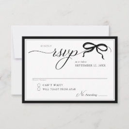 Elegant Black and White Bow Simple Modern Wedding OSA Kort