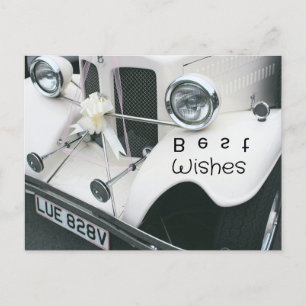 Elegant Black and White Bröllop Car Helg Vykort