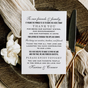 Elegant Black and White Bröllop Guest Tack Kort