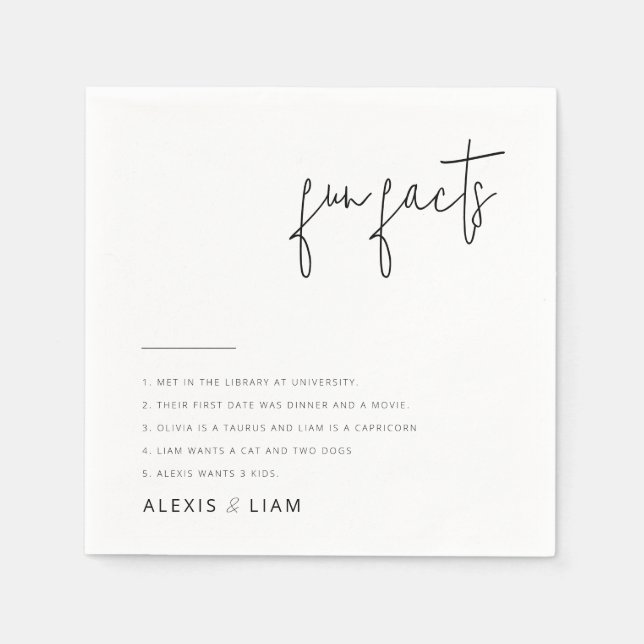 Elegant Black and White Bröllop Napkins Pappersservett (Framsidan)