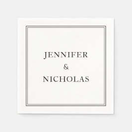 Elegant Black and White Bröllop Pappersservett