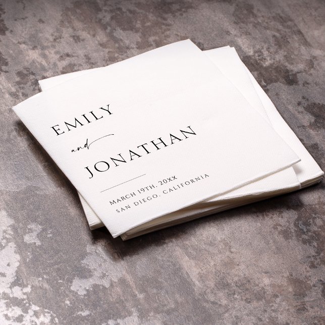 Elegant Black and White Bröllop Pappersservett (Skapare uppladdad)