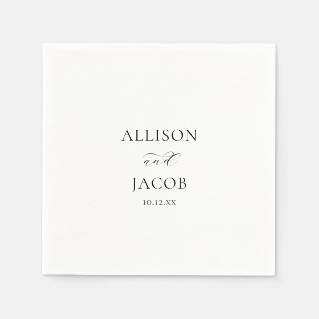 Elegant Black and White Bröllop Pappersservett (Framsidan)