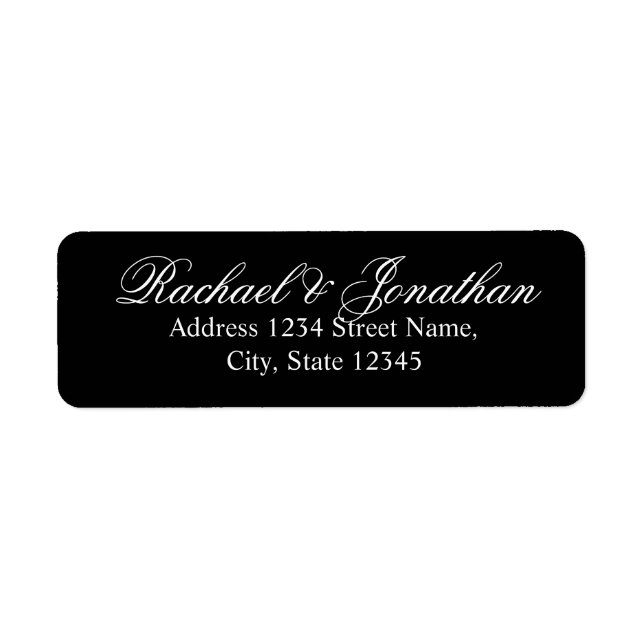 Elegant Black and White Bröllop Returadress Etikett (Framsidan)