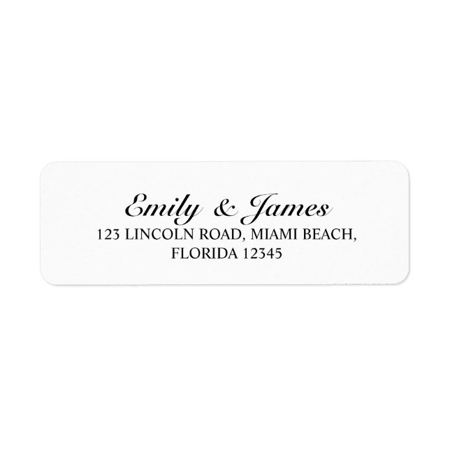 Elegant Black and White Bröllop Returadress Etikett (Framsidan)