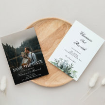 Elegant Black and White Bröllop spara datum