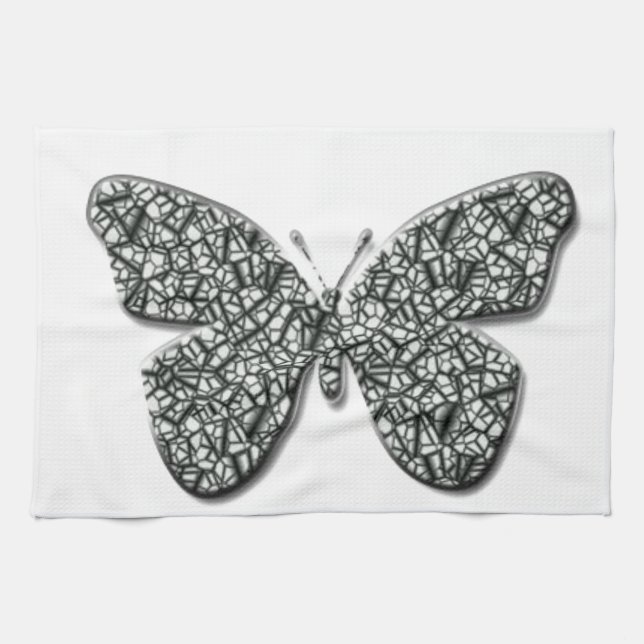 Elegant Black and White Butterfly Kökshandduk (Horisontell)