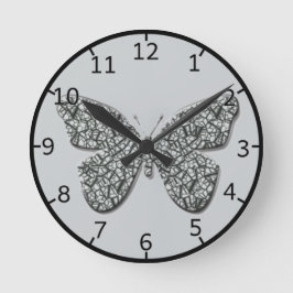 Elegant Black and White Butterfly Rund Klocka