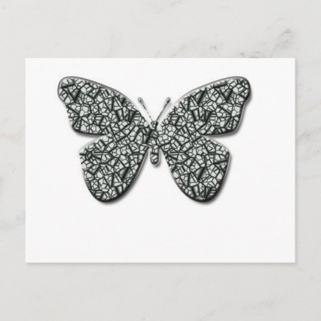 Elegant Black and White Butterfly Vykort (Framsida)