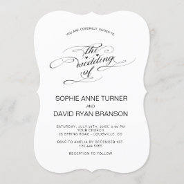Elegant Black and White Calligraphy Bröllop Inbjudningar