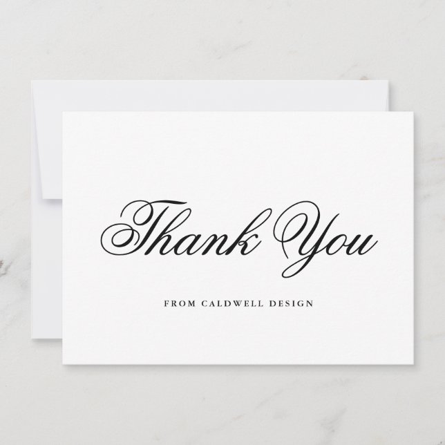 Elegant Black and White Calligraphy Business Tack Kort (Framsida)
