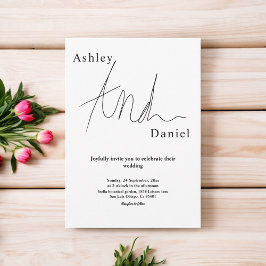 Elegant Black and White Calligraphy Simple Bröllop Inbjudningar