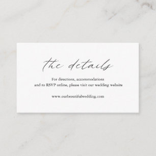 Elegant Black and White Calligraphy Simple Bröllop Tilläggskort