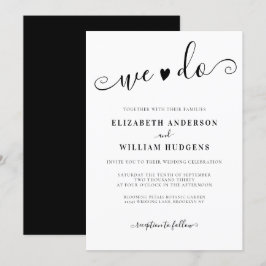 Elegant Black and White Calligraphy We Do Bröllop Inbjudningar