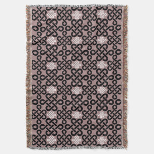 Elegant Black and White Celtic Knot Mönster Mauve Filt
