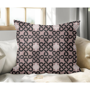 Elegant Black and White Celtic Knot Mönster Mauve Kudde