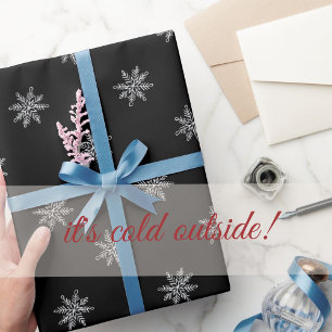 Elegant Black and White Chalk Snöflingor Presentpapper
