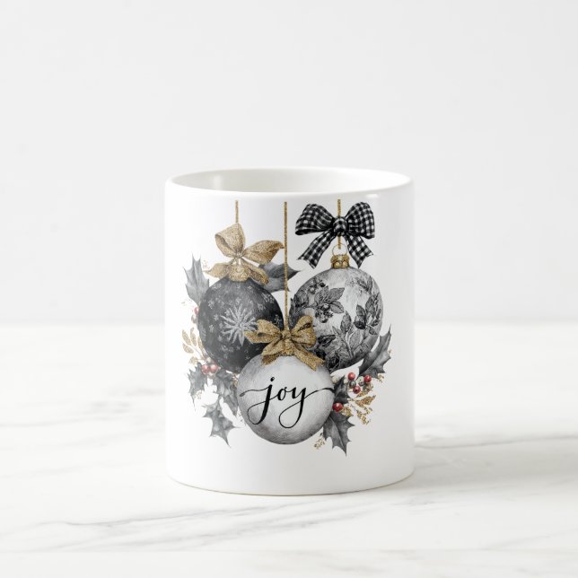Elegant Black and White Christmas Ornaments  Kaffemugg (Center)
