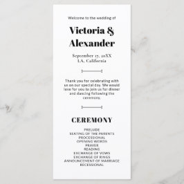 Elegant Black and White Classic Bröllop Program