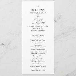 Elegant Black and White Classic Wedding Program