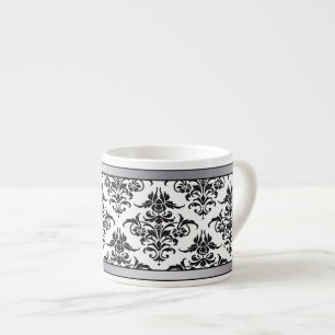 Elegant Black and White Damask espresso mugg Espressomugg