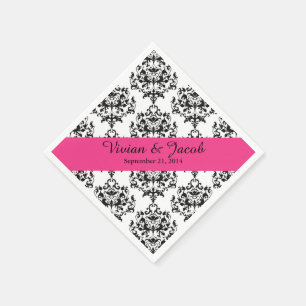 Elegant Black and White Damask Wedding Napkin Pappersservett