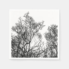 Elegant Black and White Detailed Tree Pappersservett