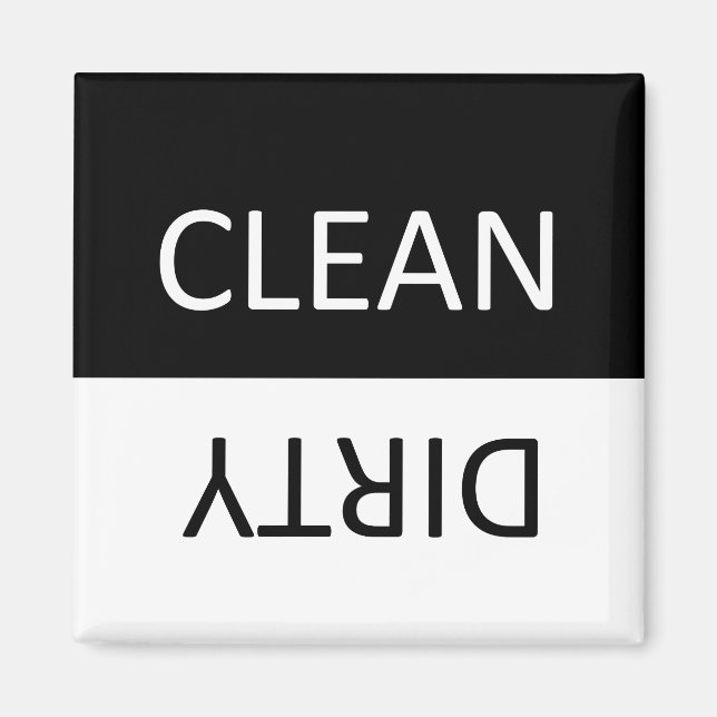 Elegant Black and White Dirty Clean Dishwasher Magnet (Framsidan)