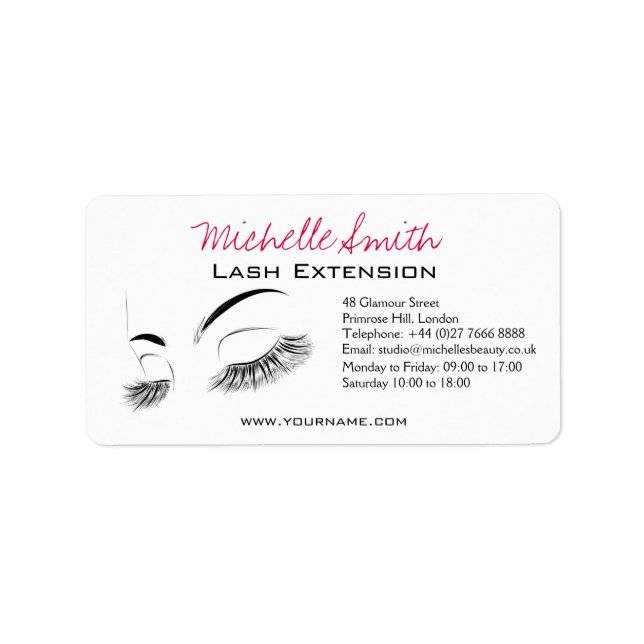 Elegant Black and White Eyelash Teckning Lash Pub Adressetikett (Framsidan)
