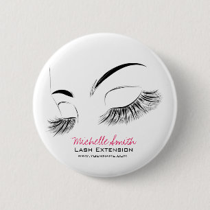 Elegant Black and White Eyelash Teckning Lash Pub Knapp