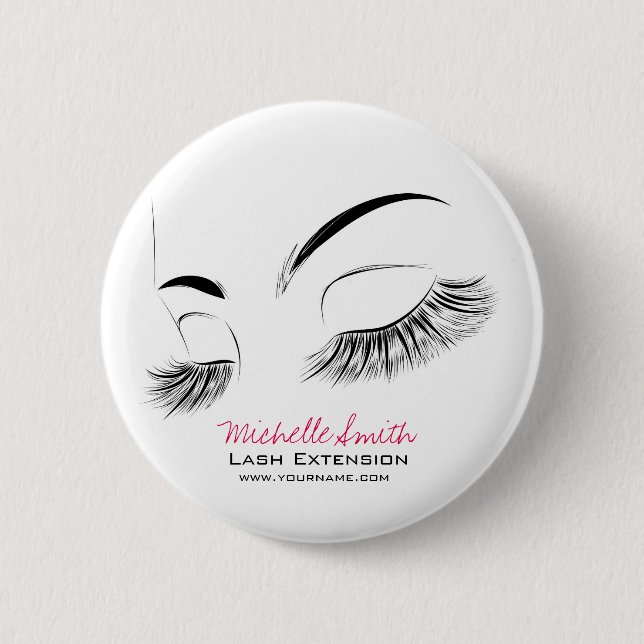 Elegant Black and White Eyelash Teckning Lash Pub Knapp (Framsida)