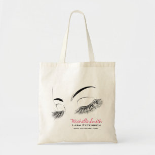 Elegant Black and White Eyelash Teckning Lash Pub Tygkasse