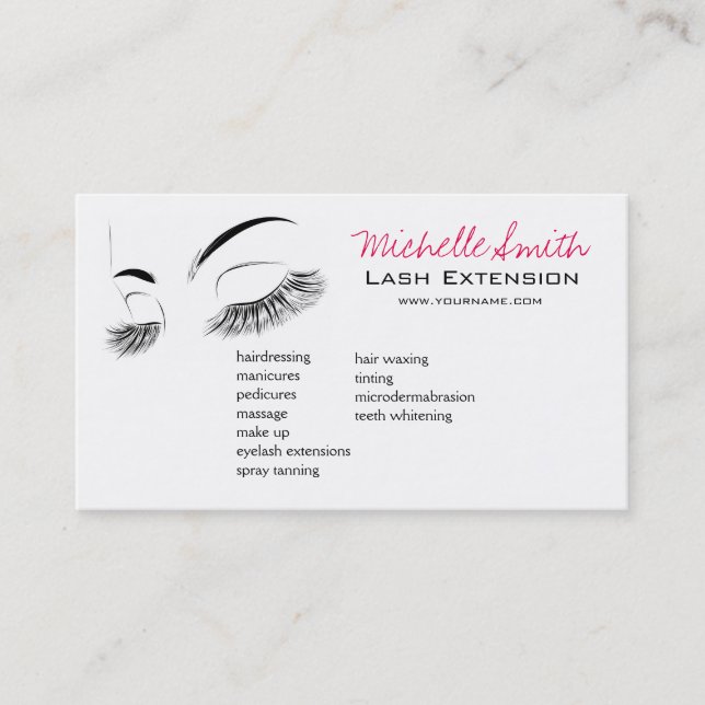 Elegant Black and White Eyelash Teckning Lash Pub Visitkort (Framsida)