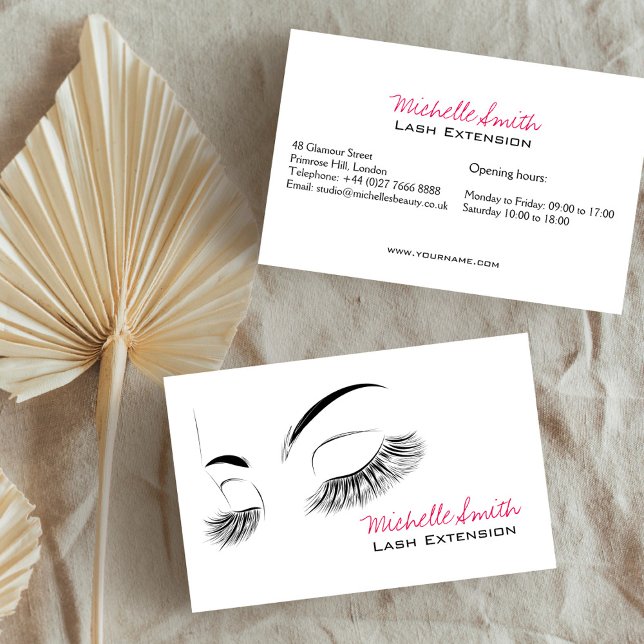 Elegant Black and White Eyelash Teckning Lash Pub Visitkort (Skapare uppladdad)