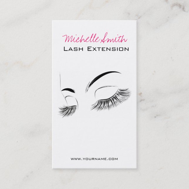 Elegant Black and White Eyelash Teckning Lash Pub Visitkort (Framsida)