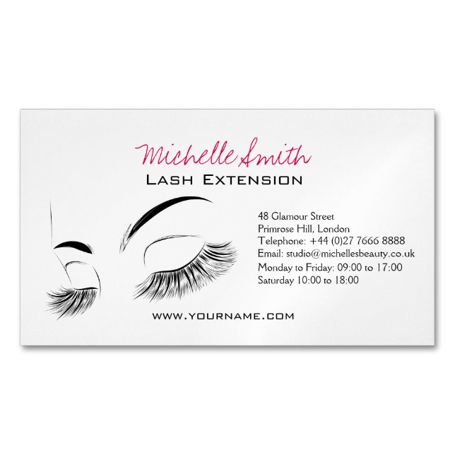Elegant Black and White Eyelash Teckning Lash Pub Visitkortmagnet (Framsida)