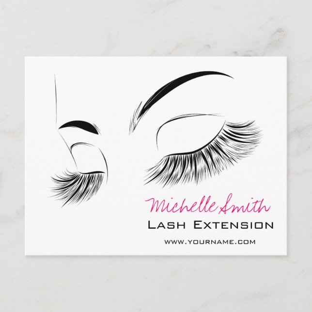 Elegant Black and White Eyelash Teckning Lash Pub Vykort (Framsida)