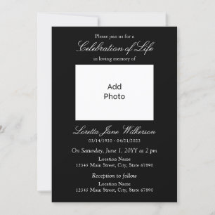 Elegant Black and White Firande of Life Photo Inbjudningar